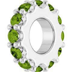 Sterling Silver Natural Peridot Spacer Charm/Pendant