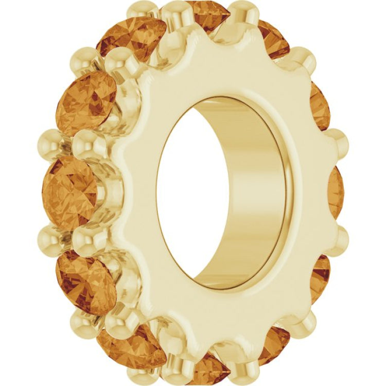 14K Yellow Gold Natural Citrine Spacer Charm/Pendant