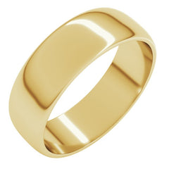 10K Yellow Gold 6 mm Lightweight Half Round Band Size 12