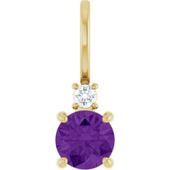 14K Yellow Gold Natural Amethyst & .03 CT Natural Diamond Charm/Pendant