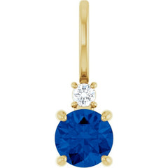 14K Yellow Gold Natural Blue Sapphire & .03 CT Natural Diamond Charm/Pendant