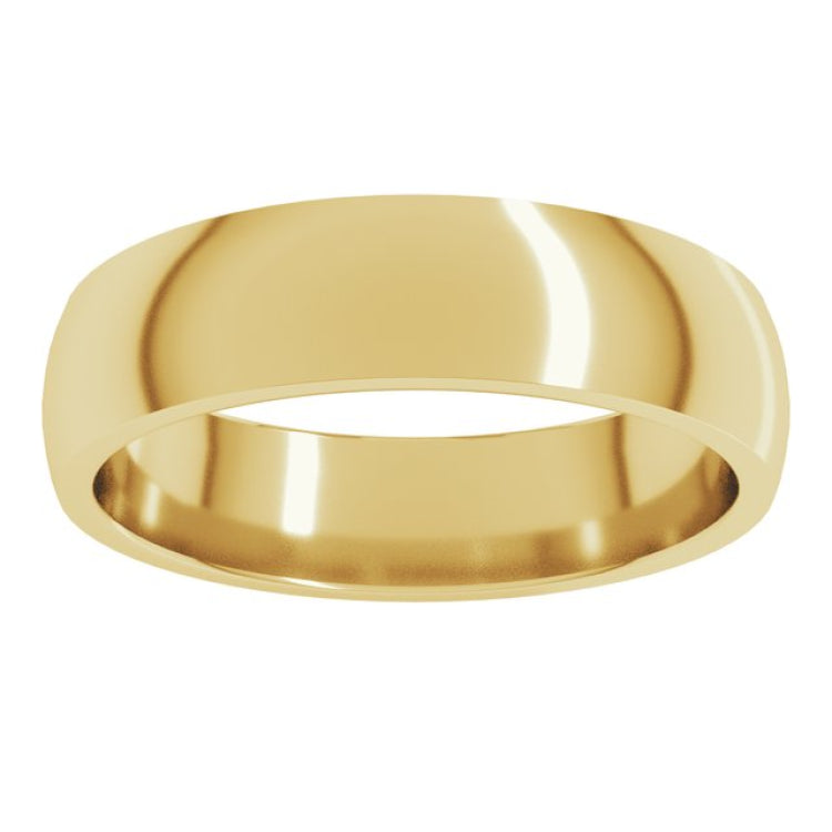 18K Yellow Gold 5 mm Lightweight Comfort-Fit Half Round Band Size 7.5
