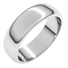 14K White Gold 6 mm Half Round Band Size 9.5