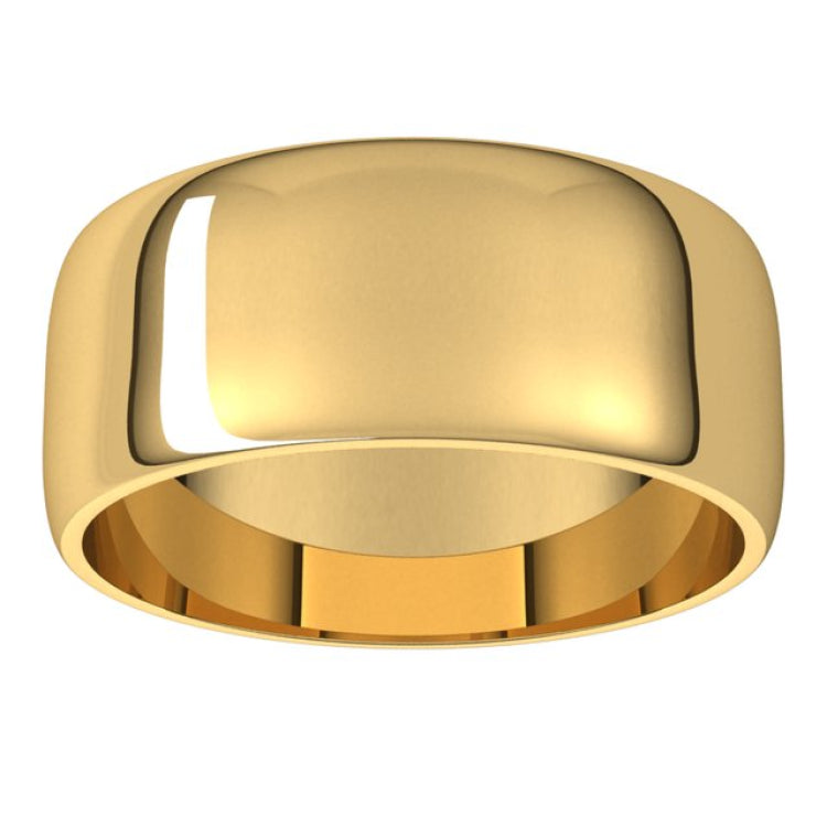 14K Yellow Gold 8 mm Lightweight Half Round Band Size 14