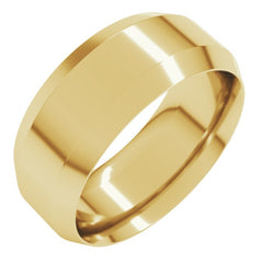 14K Yellow Gold 8 mm Beveled-Edge Comfort-Fit Flat Band Size 10