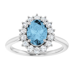 14K White Gold Natural Sky Blue Topaz  & 1/3 CTW Lab-Grown Diamond Ring