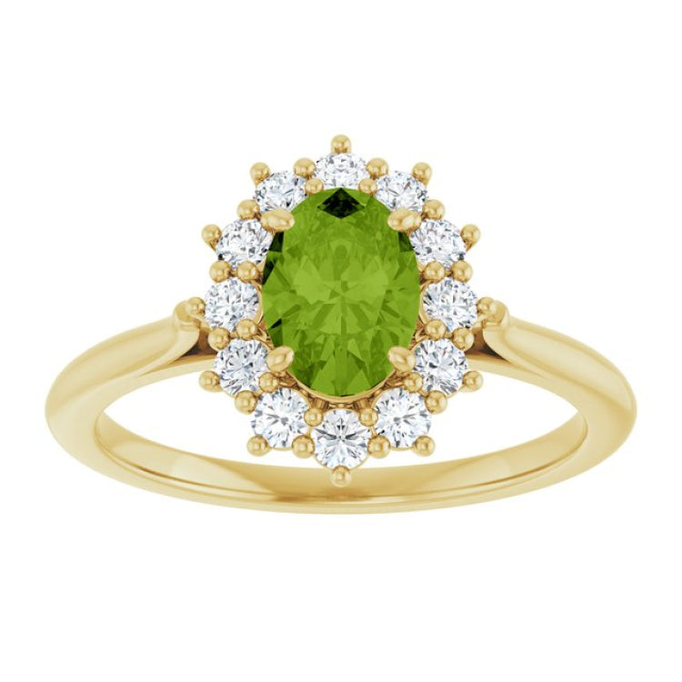 14K Yellow Gold Natural Peridot  & 1/3 CTW Lab-Grown Diamond Ring