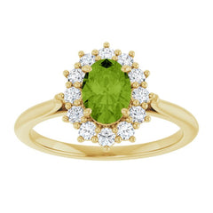 14K Yellow Gold Natural Peridot  & 1/3 CTW Lab-Grown Diamond Ring