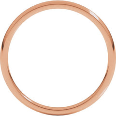 14K Rose Gold 2 mm Lightweight Comfort-Fit Half Round Band Size 6.5