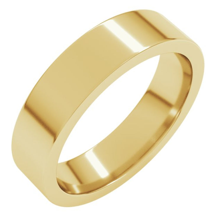 14K Yellow Gold 5 mm Comfort-Fit Flat Band Size 5
