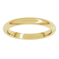 14K Yellow Gold 2.5 mm Comfort-Fit Half Round Band Size 9.5