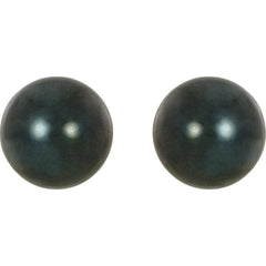 14K White Gold 7 mm Black Akoya Cultured Pearl Earrings