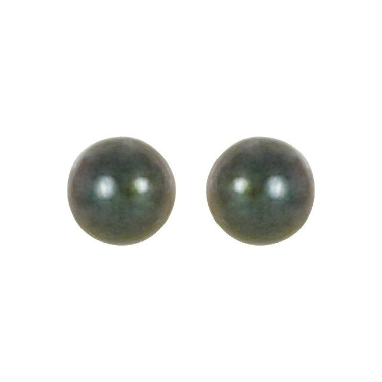 14K White Gold 4 mm Cultured Black Akoya Pearl Earrings