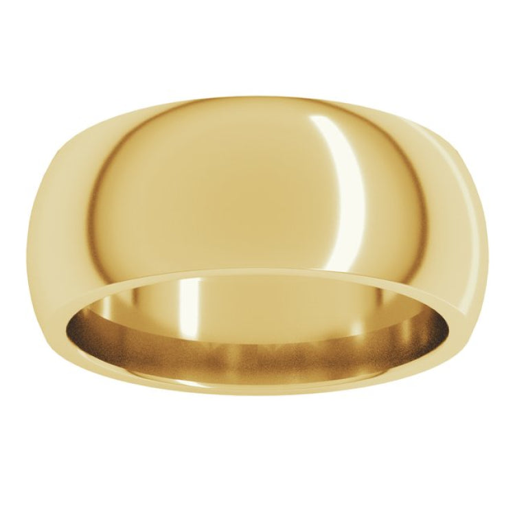 10K Yellow Gold 8 mm Comfort-Fit Half Round Band Size 5