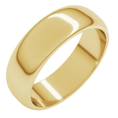 10K Yellow Gold 6 mm Half Round Band Size 8
