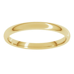 14K Yellow Gold 2 mm Lightweight Comfort-Fit Half Round Band Size 11