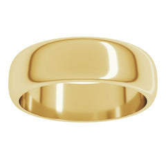 14K Yellow Gold 6 mm Half Round Band Size 14