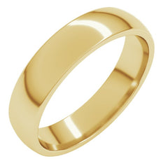 14K Yellow Gold 4.5 mm Lightweight Comfort-Fit Half Round Band Size 8