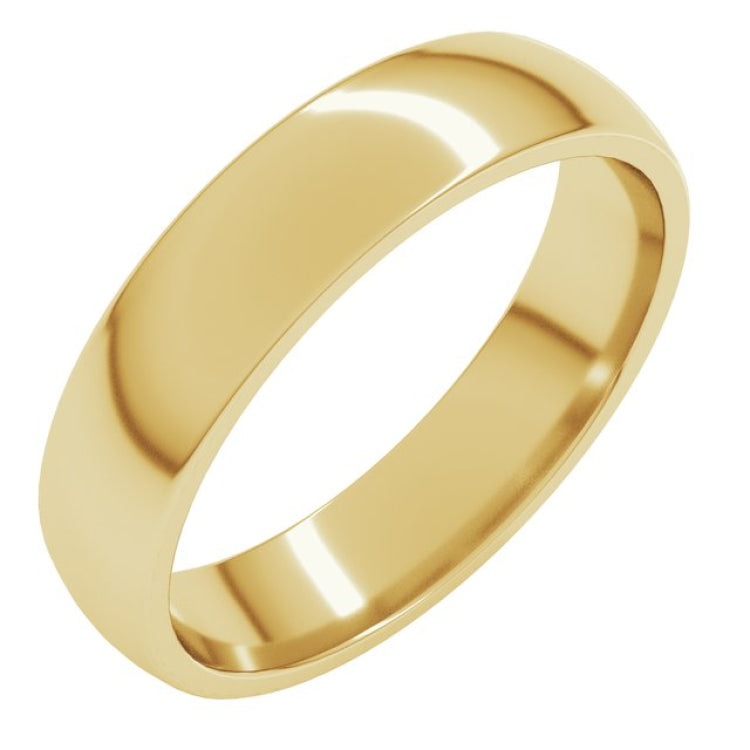 14K Yellow Gold 4.5 mm Lightweight Comfort-Fit Half Round Band Size 10