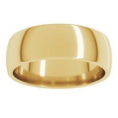 14K Yellow Gold 6.5 mm Lightweight Comfort-Fit Half Round Band Size 10