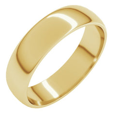 10K Yellow Gold 5 mm Lightweight Half Round Band Size 12