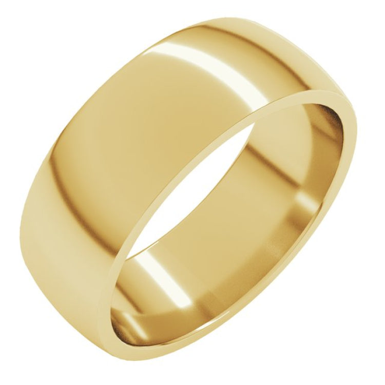 14K Yellow Gold 7 mm Lightweight Comfort-Fit Half Round Band Size 7