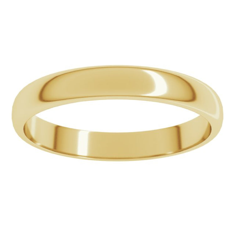 10K Yellow Gold 3 mm Lightweight Half Round Band Size 9