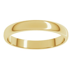 10K Yellow Gold 3 mm Lightweight Half Round Band Size 11