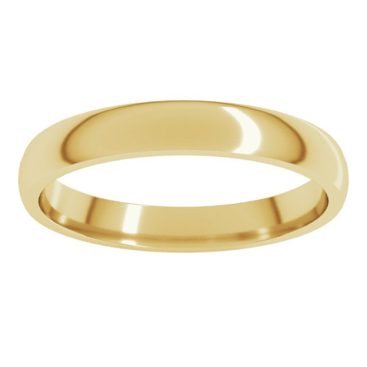 18K Yellow Gold 3 mm Lightweight Comfort-Fit Half Round Band Size 7.5