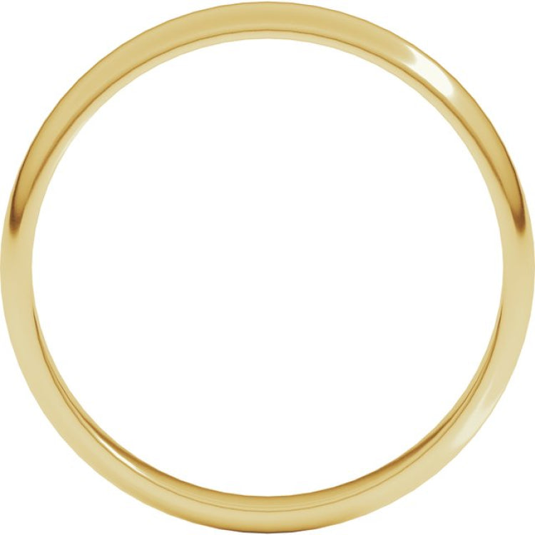 14K Yellow Gold 3 mm Lightweight Half Round Band Size 4.5