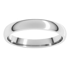 Platinum 3 mm Lightweight Comfort-Fit Half Round Band Size 6