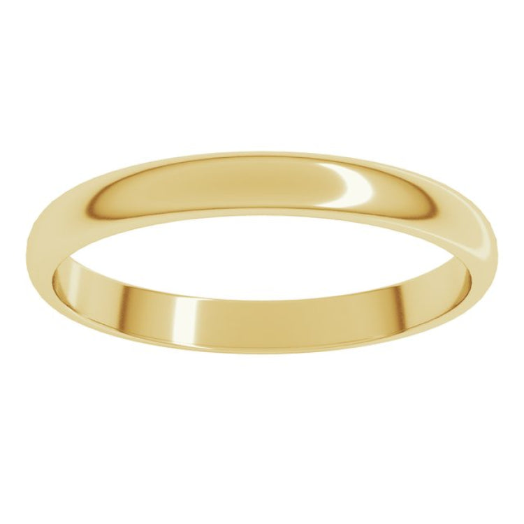 14K Yellow Gold 2.5 mm Lightweight Half Round Band Size 6