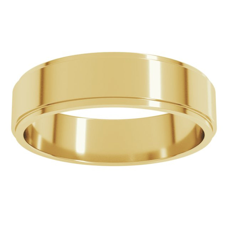 14K Yellow Gold 5 mm Stepped-Edge Flat Band Size 8.5