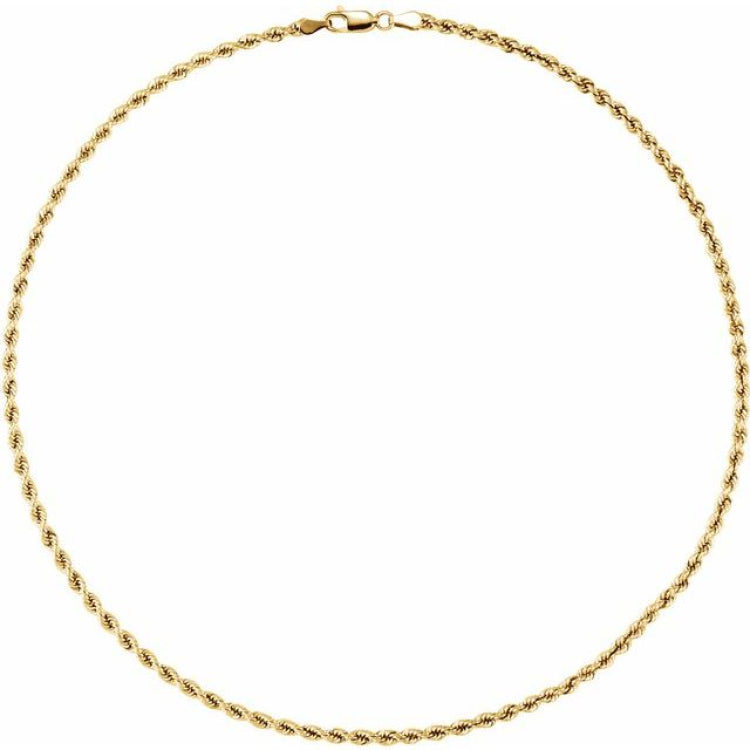 14K Yellow Gold 3 mm Rope 20" Chain