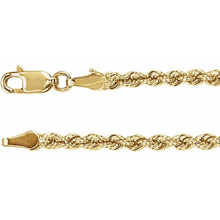14K Yellow Gold 3 mm Rope 24" Chain