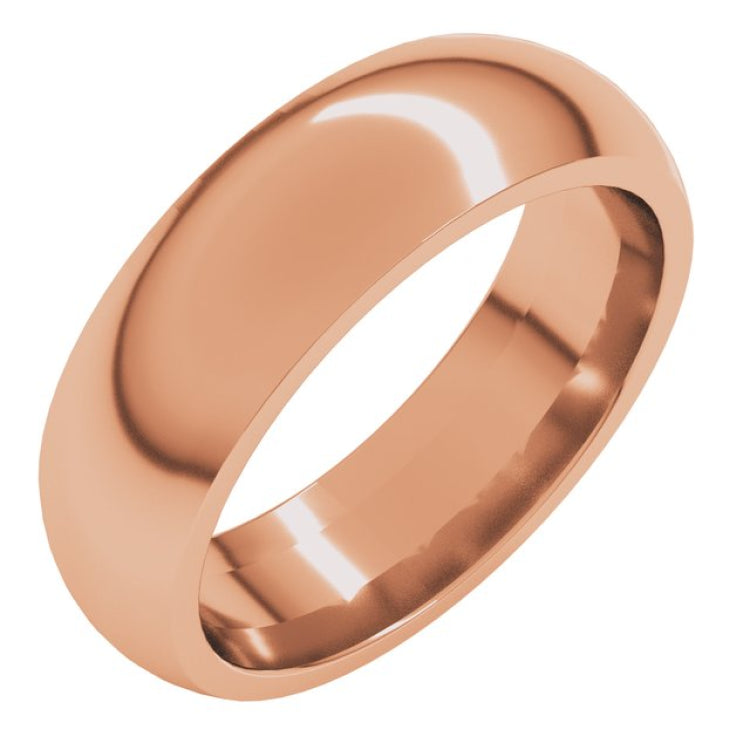 14K Rose Gold 6 mm Comfort-Fit Half Round Band Size 9