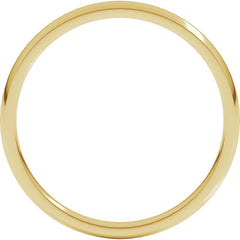 14K Yellow Gold 2 mm Lightweight Comfort-Fit Half Round Band Size 6