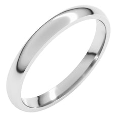 14K White Gold 2.5 mm Lightweight Comfort-Fit Half Round Band Size 6.5