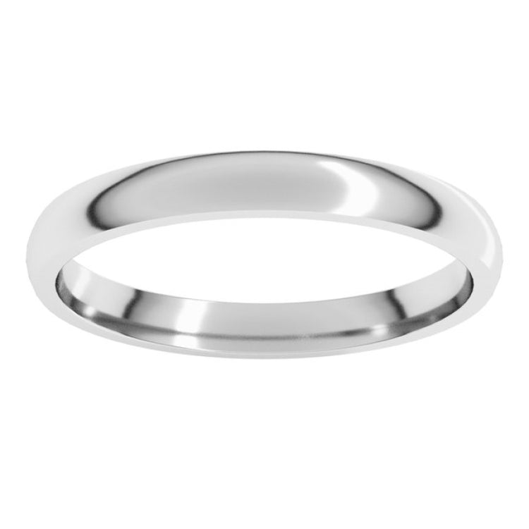 14K White Gold 2.5 mm Lightweight Comfort-Fit Half Round Band Size 6.5