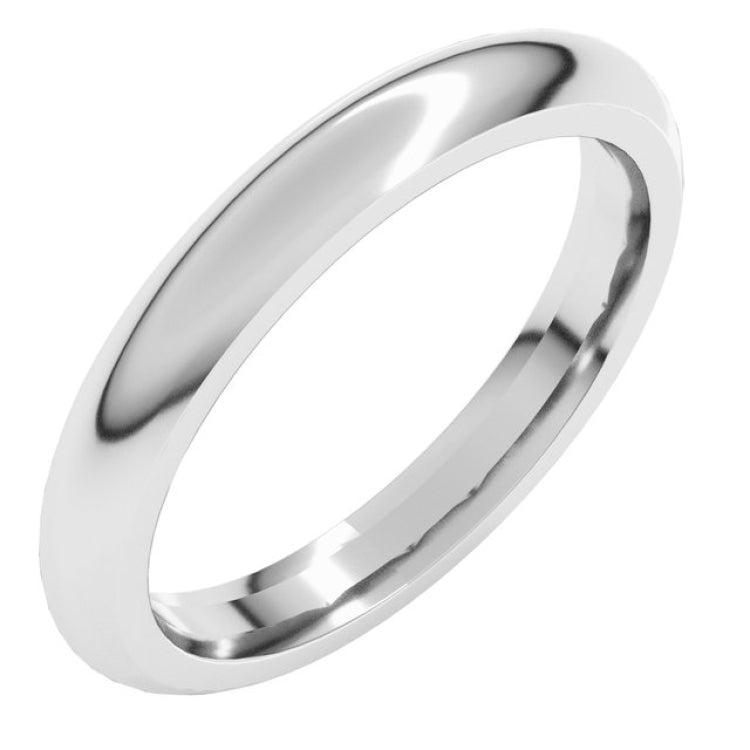 Sterling Silver 3 mm Comfort-Fit Half Round Band Size 9.5