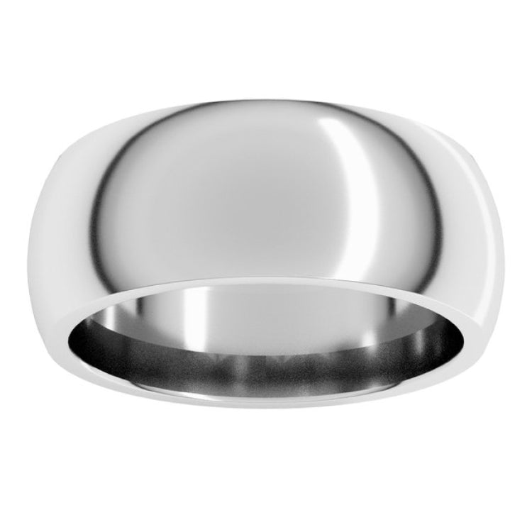 Sterling Silver 8 mm Comfort-Fit Half Round Band Size 10.5