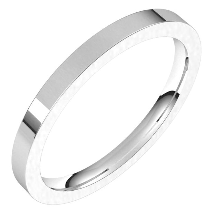 Sterling Silver 2 mm Comfort-Fit Flat Band Size 7.5