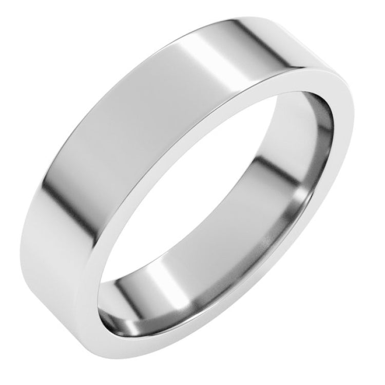Sterling Silver 5 mm Comfort-Fit Flat Band Size 8