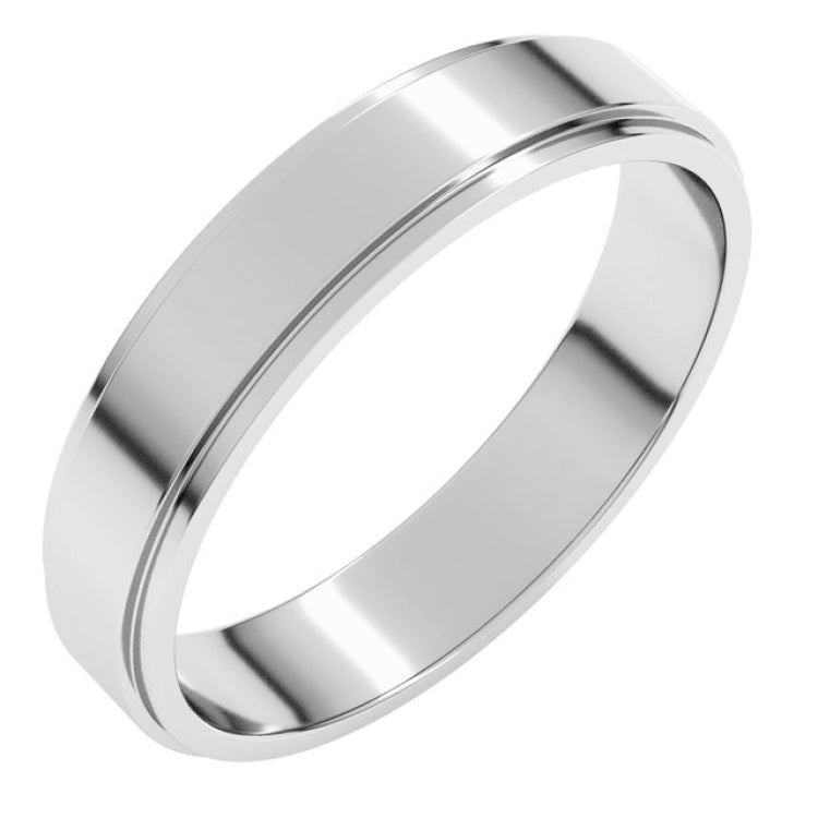 Sterling Silver 4 mm Stepped-Edge Flat Band Size 11