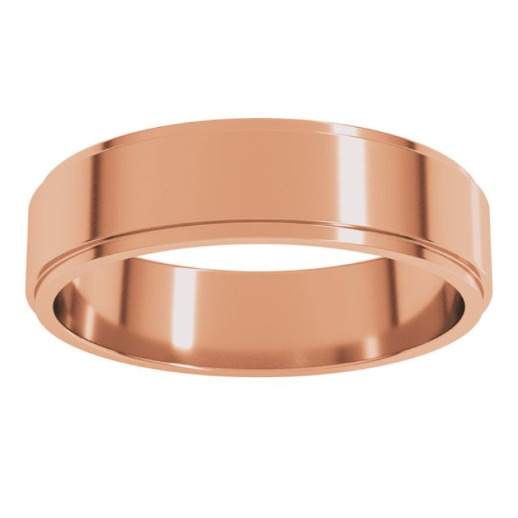14K Rose Gold 5 mm Stepped-Edge Flat Band Size 11