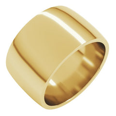 14K Yellow Gold 12 mm Lightweight Comfort-Fit Half Round Band Size 7