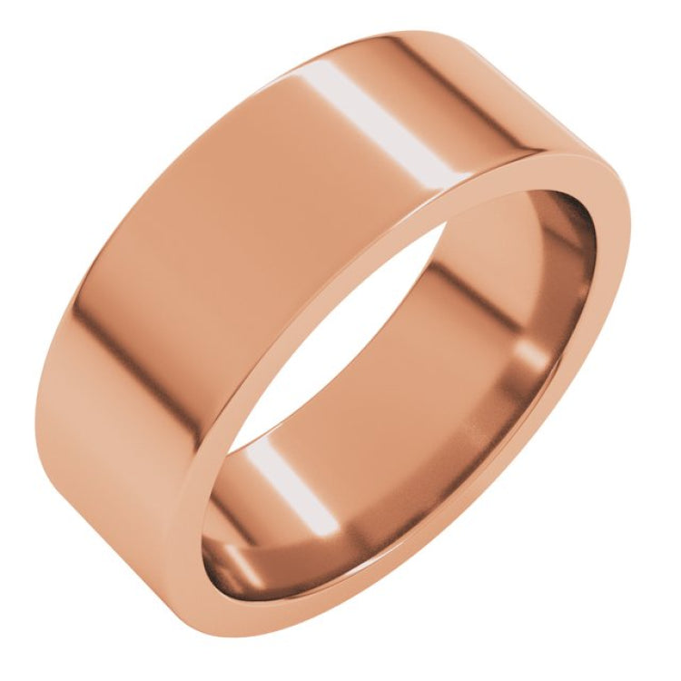 18K Rose Gold 7 mm Comfort-Fit Flat Band Size 9