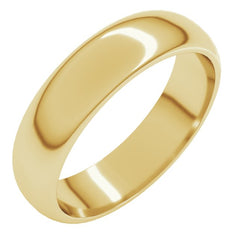10K Yellow Gold 5 mm Half Round Band Size 8