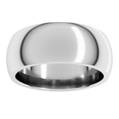 14K White Gold 8 mm Comfort-Fit Half Round Band Size 10