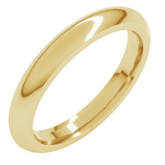 14K Yellow Gold 3 mm Comfort-Fit Half Round Band Size 12.5